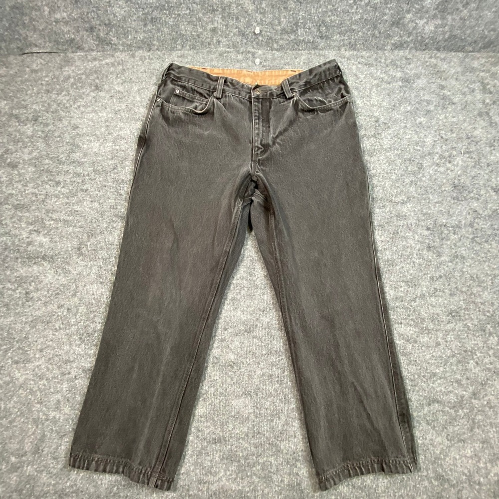 Duluth Trading Co Ballroom Jeans Mens 38x28 Faded Black Cotton Work Pants 86069